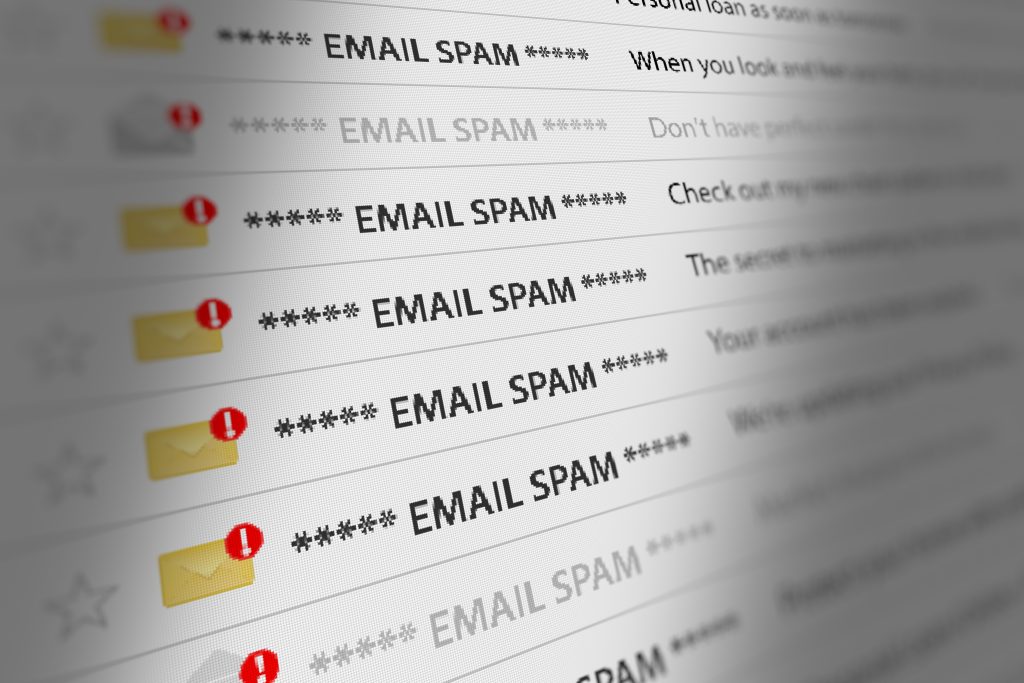 Close Up Shot of Spam Mail Box UI on Webmail.